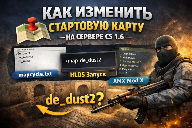 Как изменить стартовую карту на сервере CS 1.6