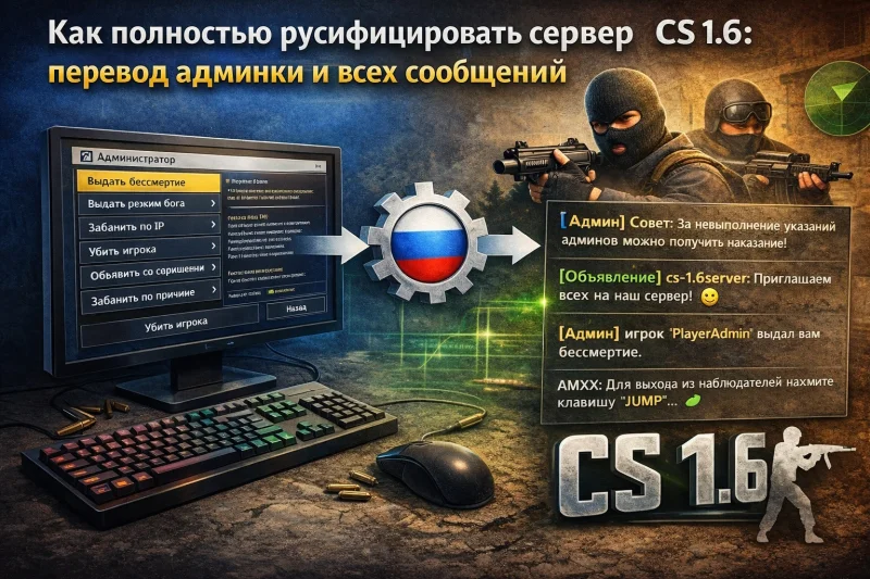 Как полностью русифицировать сервер CS 1.6: перевод админки и всех сообщений